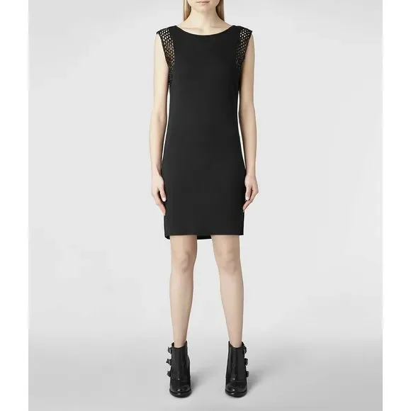 All Saints | Dresses | Allsaints Embellished Mesh Sleeveless Eshi Short Vest  Dress Womens 2 Black | Poshmark